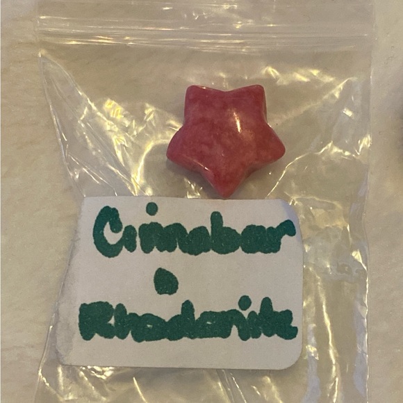 2 Cinnabar tumbles & 1 small Rhodonite star - Picture 4 of 16